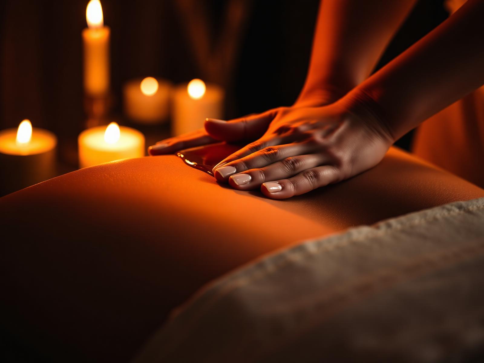 Espace de massage tantra baigné de lumière chaude
